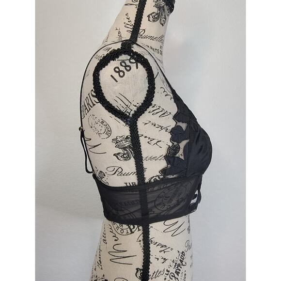 Victorias Secret Corset Bralette Top XS Black Sexy Lace V Neck Boning Black NEW - Picture 3 of 10